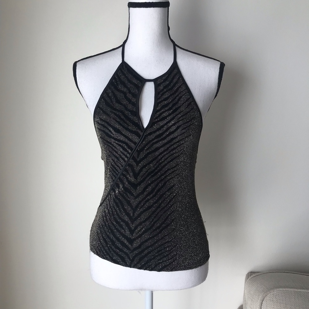 Black & Gold Halter Top